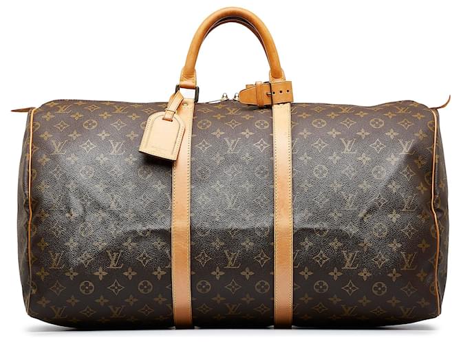 LOUIS VUITTON Keepall 55 Monogram Canvas Travel Bag Brown