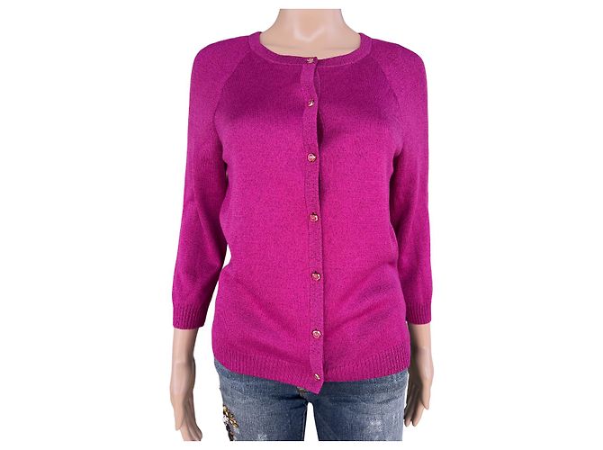 Autre Marque St John Knits Freesia Shimmer Pink Wool Sweater