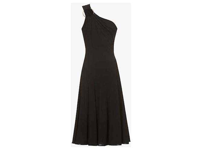 Versace one shoulder hoop embellished dress Black Viscose  ref.987936