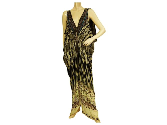Camilla Ethnic Print Beaded 100% Silk Sleeveless Long Summer Caftan dress Multiple colors  ref.988079