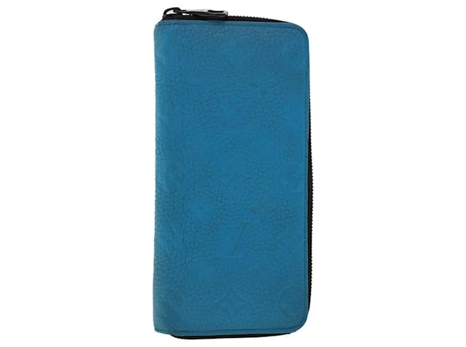 LOUIS VUITTON Monogram Taurillon Zippy Wallet Vertical Blue M69048 LV Auth 47300 Cloth  ref.988119