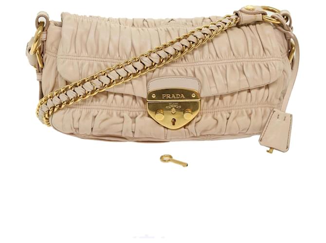 PRADA Chain Shoulder Bag Leather Pink Auth bs6657  ref.988184