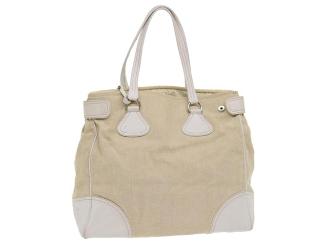 PRADA Shoulder Bag Canvas Leather Beige White Auth cl663 Cloth  ref.988213