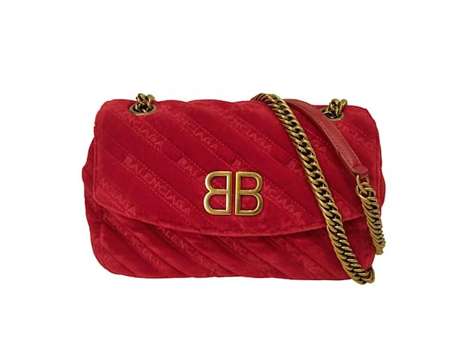 Balenciaga Balenciaga BB Round velvet shoulder bag Red Cloth ref.988384 -  Joli Closet