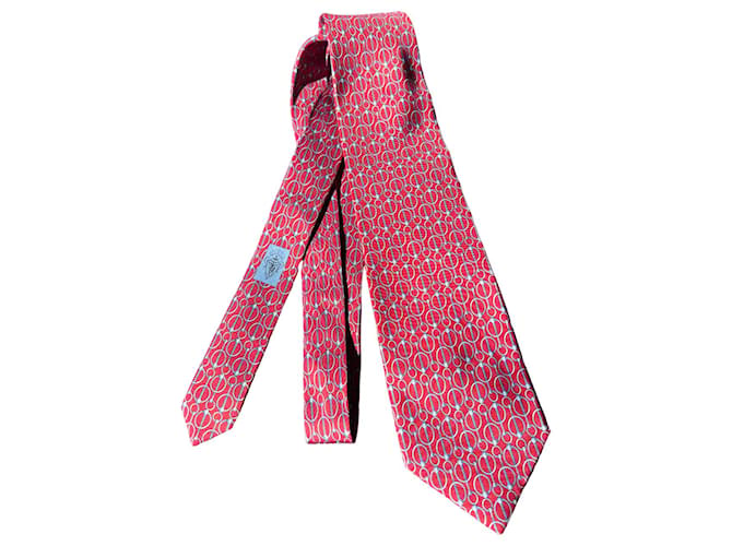 Gucci Krawatten Rot Blau Seide  ref.988748