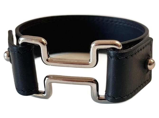 Hermès Hermes-Armband Schwarz Leder  ref.988753