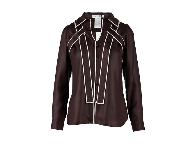 Céline Celine Top Contraste com Gola Marrom