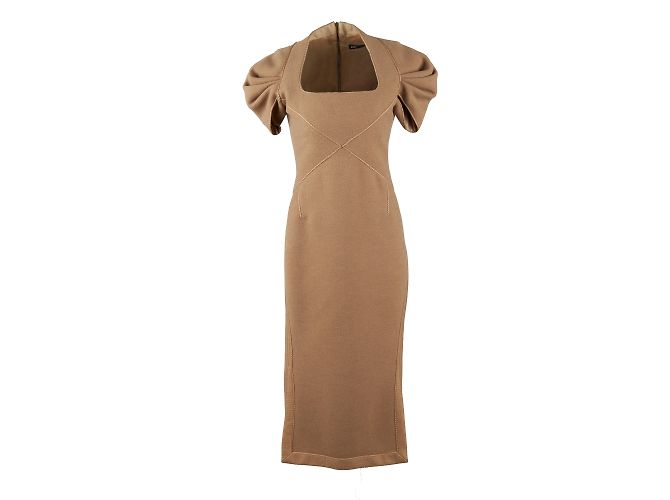 Autre Marque 6267 Wool Sheath Dress Brown
