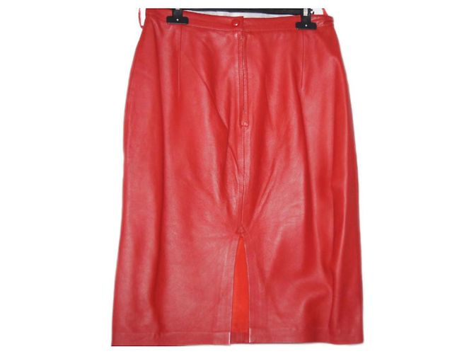 Autre Marque Falda de cuero roja
