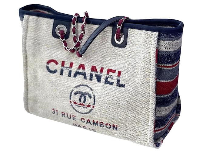 Chanel Deauville Tote w/ CARD AND dustbag Multiple colors Cloth ref.989027  - Joli Closet