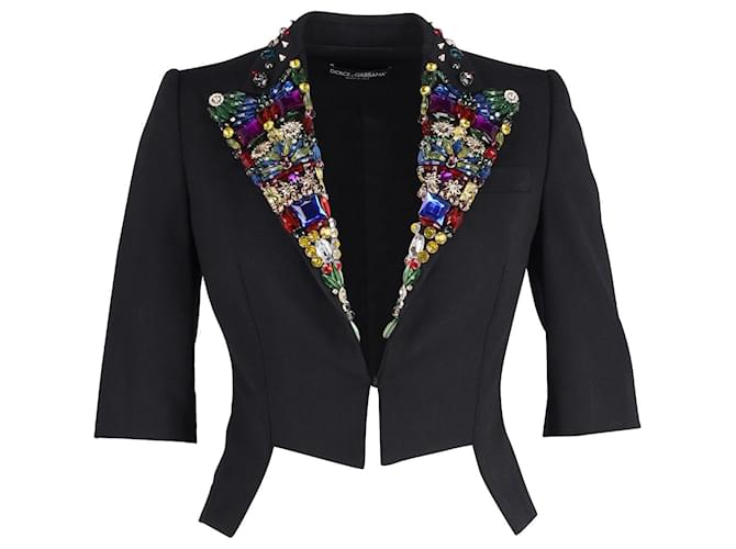 Dolce & Gabbana verzierter Blazer aus schwarzer Wolle  ref.989038