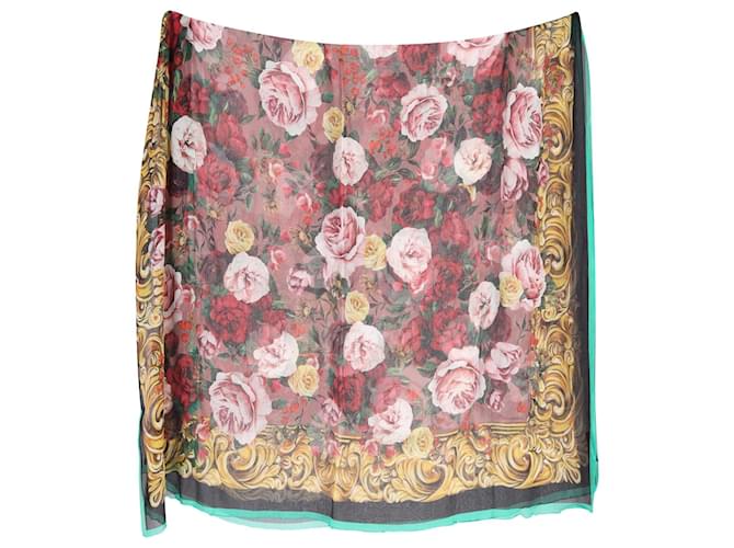Dolce & Gabbana Floral Baroque Print Scarf in Multicolor Silk  ref.989059