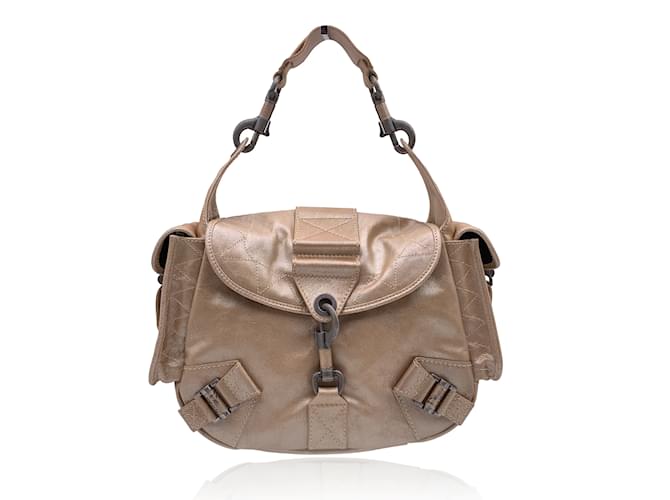 Christian Dior Beige Leather Rebelle Shoulder Bag Handbag  ref.989084