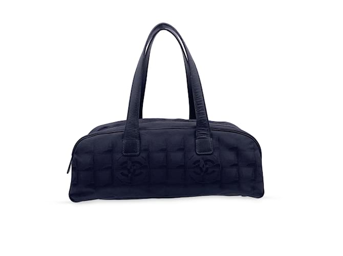CHANEL New Travel Line Tote Bag Black 34x26x15cm Nylon Jacquard