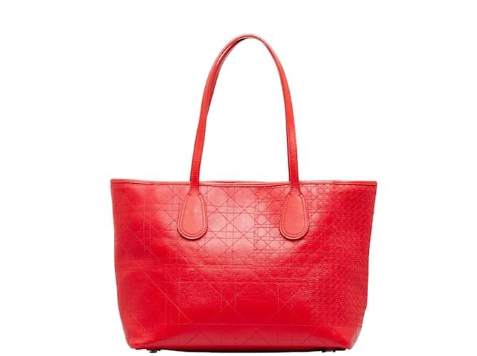 Dior Cannage Panarea Shopping Tote Red Cloth  ref.989129
