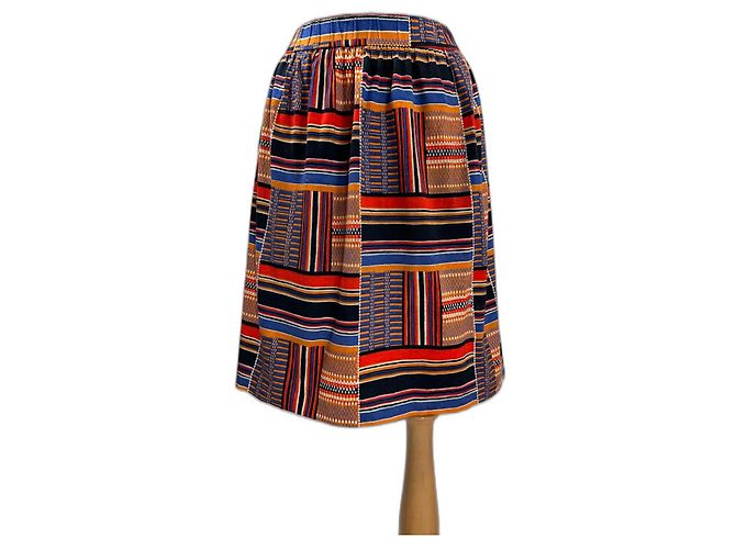 Falda midi Yves Saint Laurent de algodón Multicolor