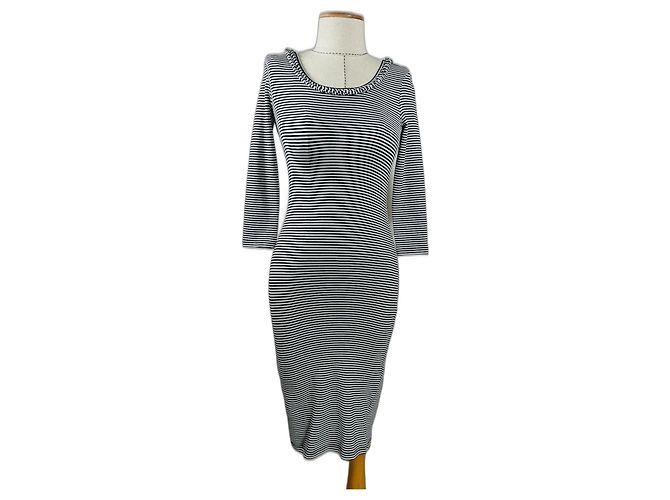 Vestido Ralph Lauren de rayas blanco y negro de algodón