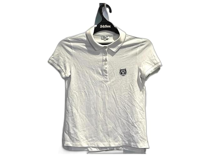 Kenzo Upperr Crest Buttoned Poloshirt Größe XS (F762T074998) Weiß Baumwolle  ref.989205