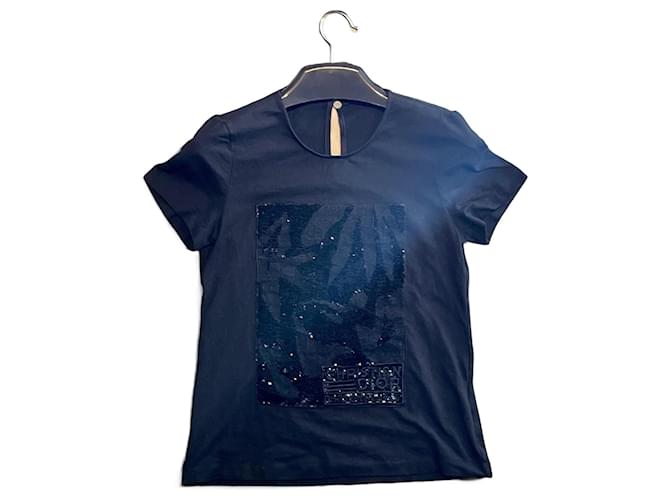 Camiseta Mulher Christian Dior (Tamanho M) Preto Algodão  ref.989211