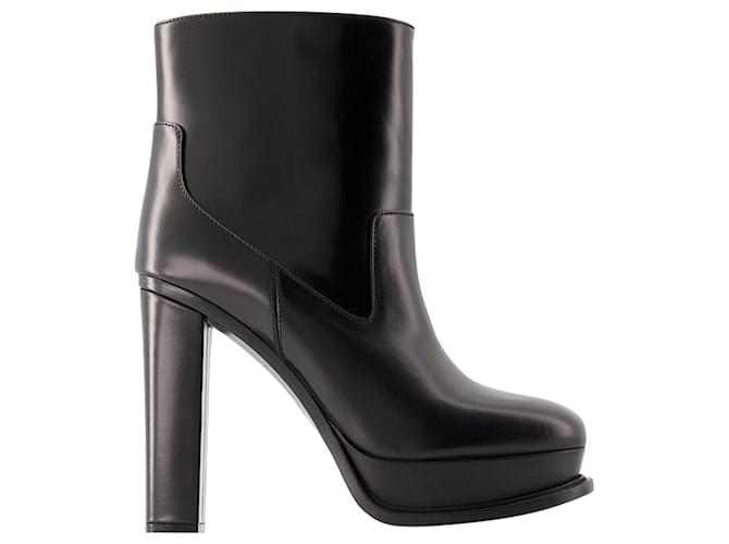 120 Mm Ankle Boots - Alexander Mcqueen - Leather - Black  ref.989358