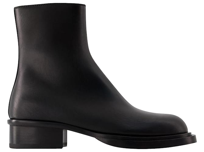 Cuban Stack Ankle Boots - Alexander Mcqueen - Leather - Black  ref.989411