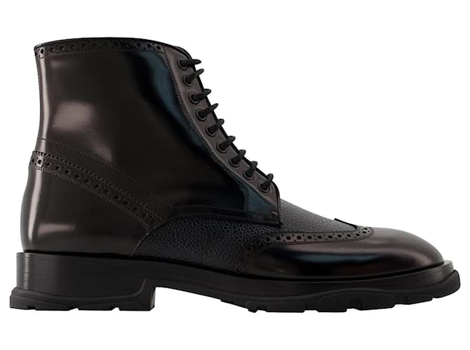 Bottines à lacets - Alexander Mcqueen - Cuir - Noir  ref.989430