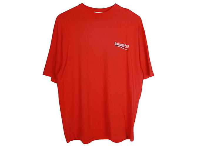 Camiseta con logo de campaña política de Balenciaga en algodón rojo Roja  ref.989439