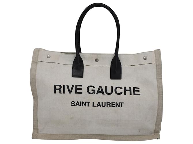 SAINT LAURENT Logo-print large leather tote bag