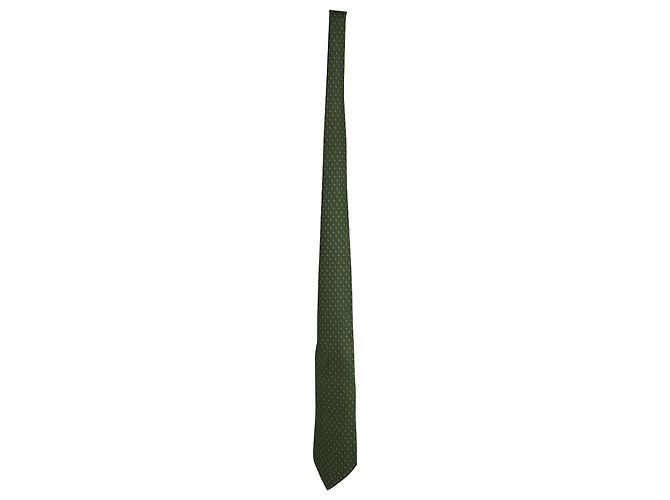 Hermès Cravatta stampata Hermes in seta verde