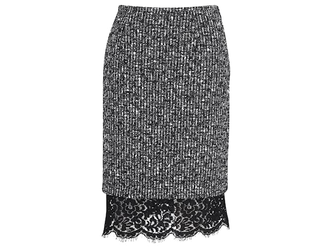 Michael Kors Lace Hem Pencil Skirt in Grey Polyester  ref.989528
