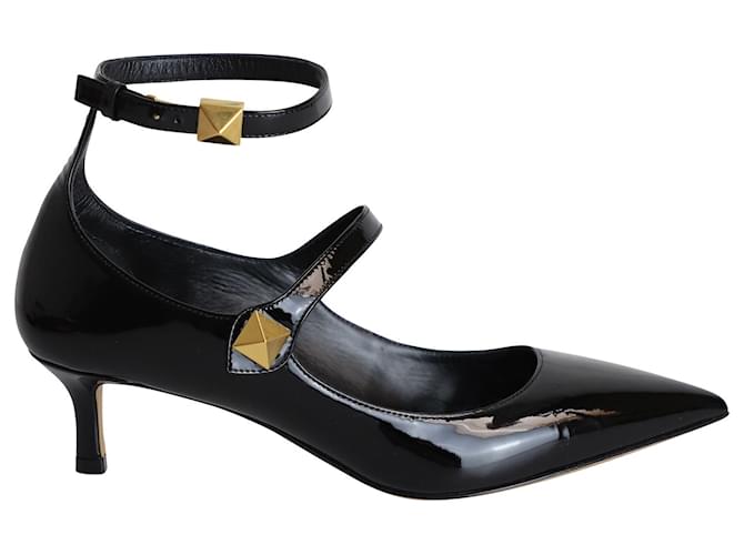 Zapatos de salón de puntillas Valentino Garavani en charol negro Cuero  ref.989548