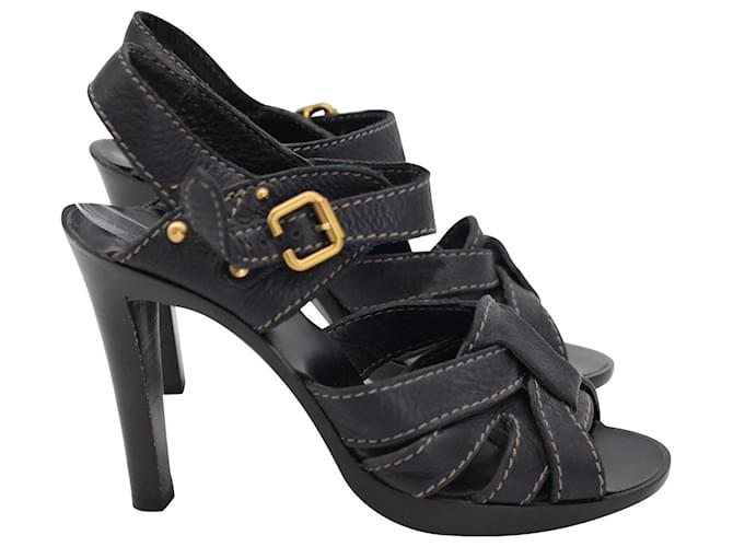Chloé Chloe Strappy High Heel Sandals in Black Leather  ref.989550