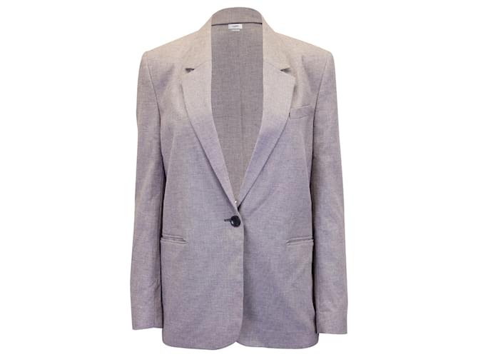 Isabel Marant Etoile Micro Houndstooth Single Breasted Blazer in Grey Cotton Linen  ref.989551