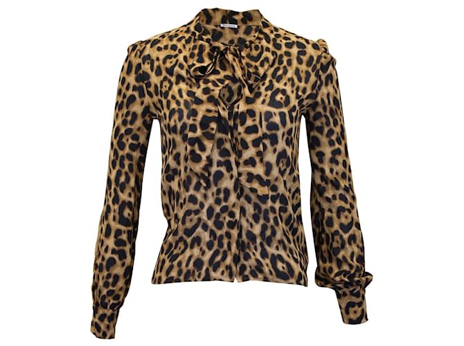 Reformation Leopard Print Long Sleeve Buttoned Blouse in Multicolor Viscose Multiple colors Cellulose fibre  ref.989552