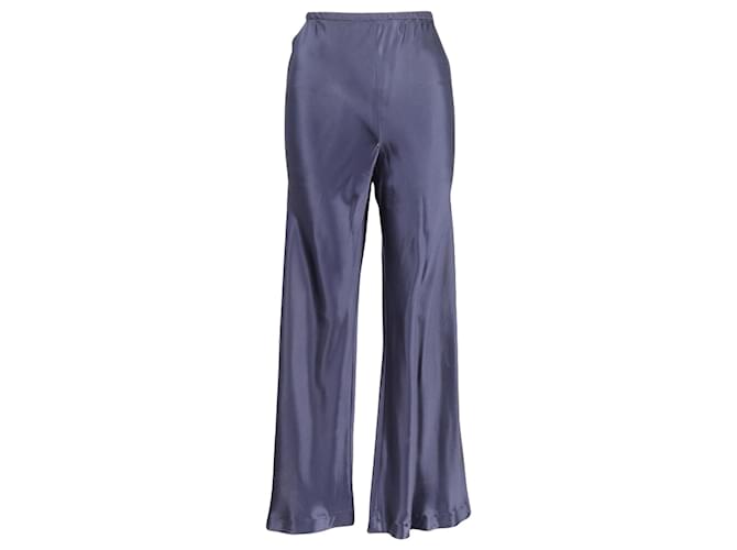The Row Andres Wide Leg Trousers in Navy Blue Silk  ref.989589