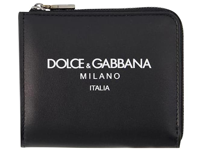 Dolce & Gabbana Portefeuille Logo - Dolce&Gabbana - Cuir - Vert Veau façon poulain  ref.989596