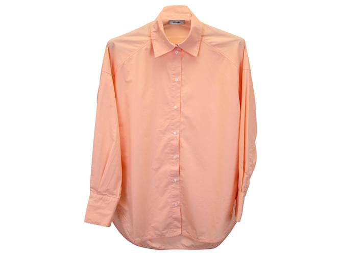 Sandro Paris Oversized Button-up Shirt in Peach Cotton  ref.989668