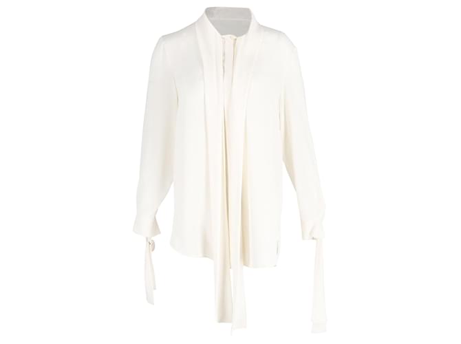Alexander McQueen Pussy Bow Shirt in Cream Silk White  ref.989681