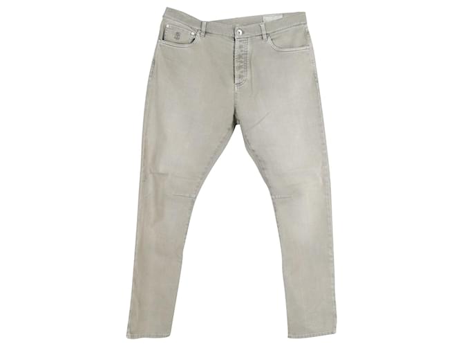 Brunello Cucinelli Jeans mit normaler Passform aus grauer Baumwolle  ref.989685