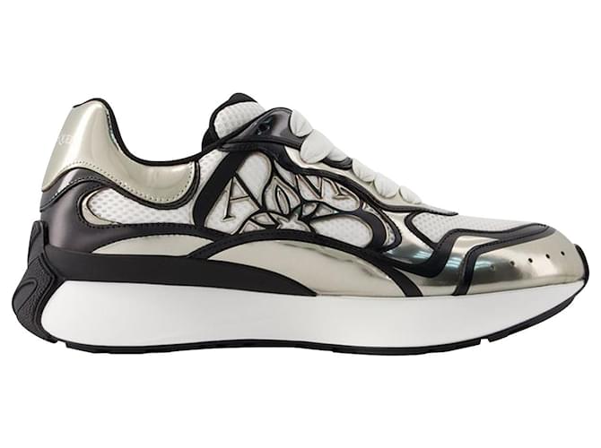 Sprint Runner Sneakers - Alexander Mcqueen - Leather - Beige/Black Brown  ref.989698