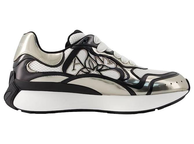 Sprint Runner Sneakers – Alexander Mcqueen – Leder – Beige/Schwarze Farbe  ref.989705