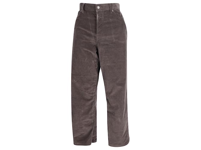 The Row High-Waisted Straight Pants in Brown Cotton  ref.989741