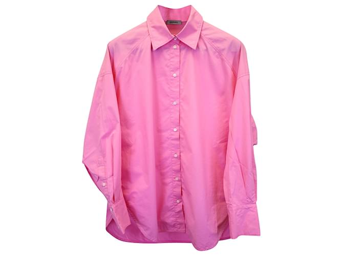 Camicia oversize con bottoni Sandro Paris in cotone rosa  ref.989752
