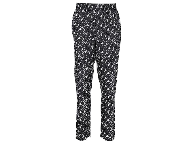 Dolce & Gabbana Printed Pajama Bottoms in Black Silk  ref.989806