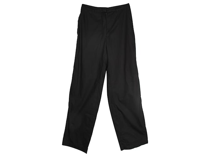 Pantalones de pierna recta Prada Linea Rossa en nailon de algodón negro  ref.989845