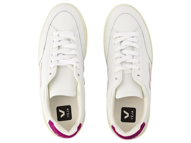 V-12 Sneakers - Veja - Leather - White Magenta  ref.989846