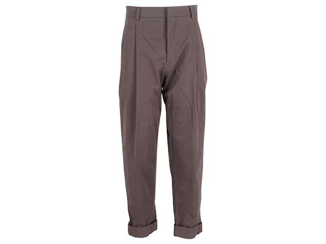 Hermès Hermes Tailored Pleated Pants in Brown Cotton  ref.989914