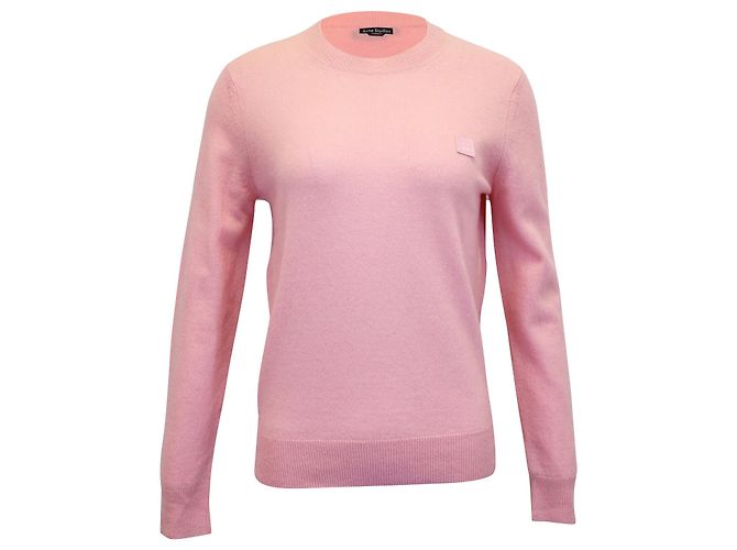 Suéter Acne Studios Kalon Face Patch em lã rosa