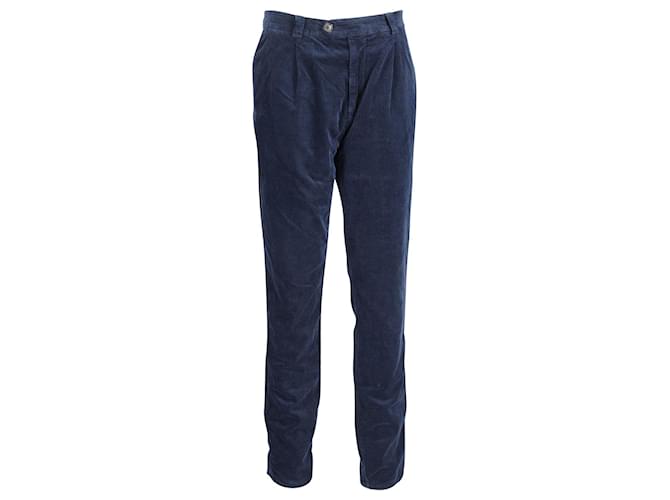 Pantalon en velours côtelé Brunello Cucinelli en coton bleu marine  ref.989968