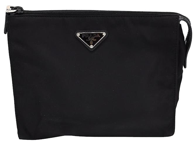 Bolsa de viaje con cremallera superior Prada en nailon negro Nylon  ref.990045